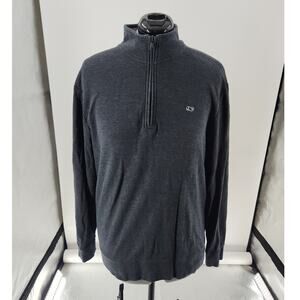 Vineyard Vines Pullover Men's L Gray 1/4 Zip Mock Neck Sweater 100% Pima Cotton